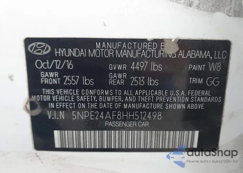 2017 Hyundai Sonata from USA, damaged, VIN 5NPE24AF8HH512498